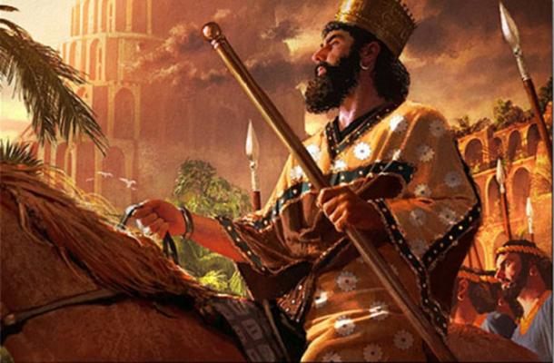 Una pintura de Ciro el Grande como él entra en Babilonia