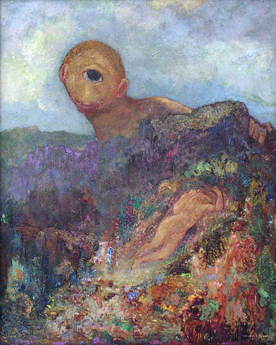 ‘El Cíclope’, óleo de Odilon Redon, 1914. (Public Domain) Hesíodo escribió de los Cíclopes que eran odiados por su propio padre Urano, quien los mantenía ocultos por esta razón. 