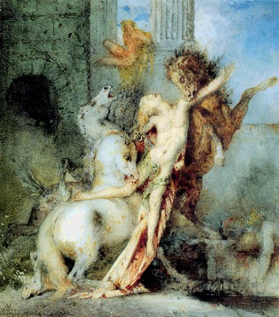 Diomedes es devorado por sus yeguas - Gustave Moreau (1866). (Dominio público)