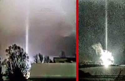 Haz de luz  en una explosión en la central eléctrica,pero fue antes o después