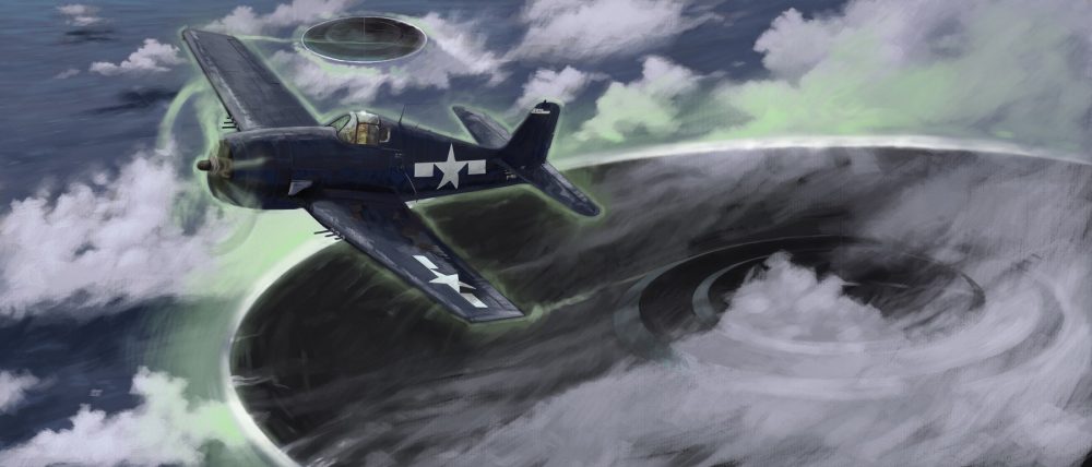 Representación artística de un avión de la Fuerza Aérea de EE. UU. Y un OVNI. Shutterstock