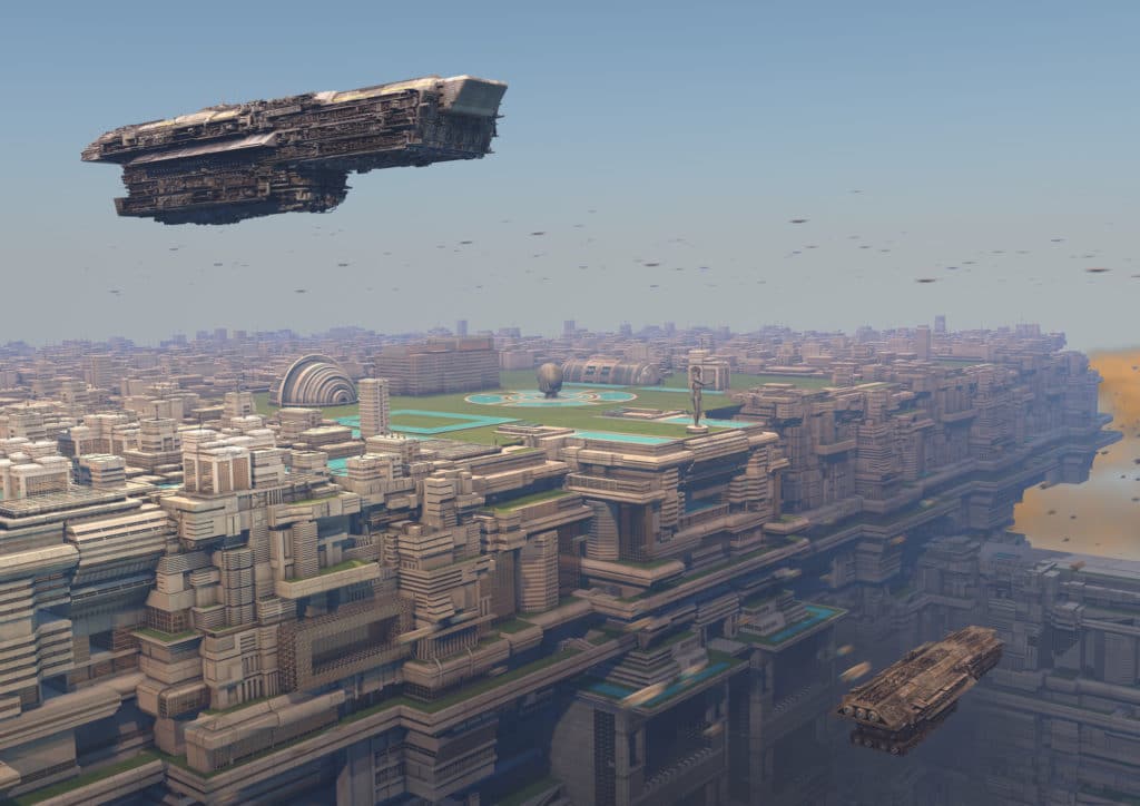 Ciudad celestial futurista