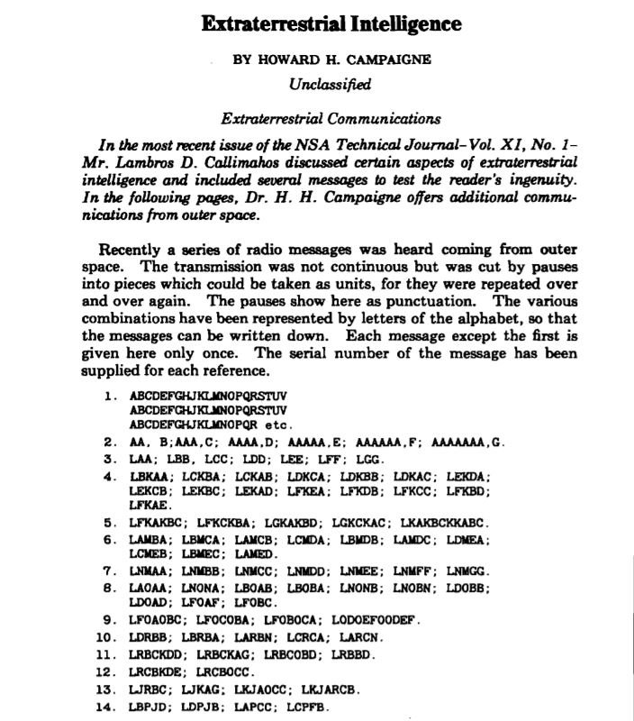 Archivo desclasificado sobre mensajes extraterrestres recibidos