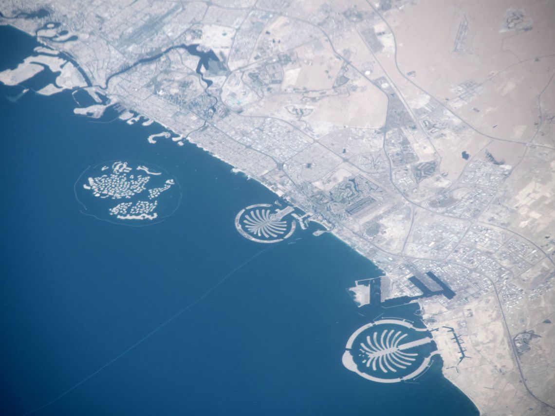 Islas artificiales en la costa de Dubai