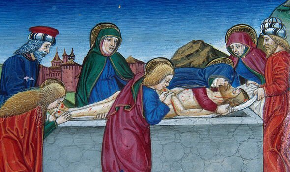 Arte medieval: El cuerpo de Jesús está envuelto en un paño