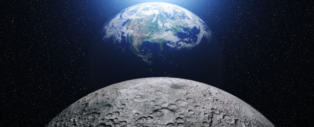 Una ilustración de la Tierra y la Luna.