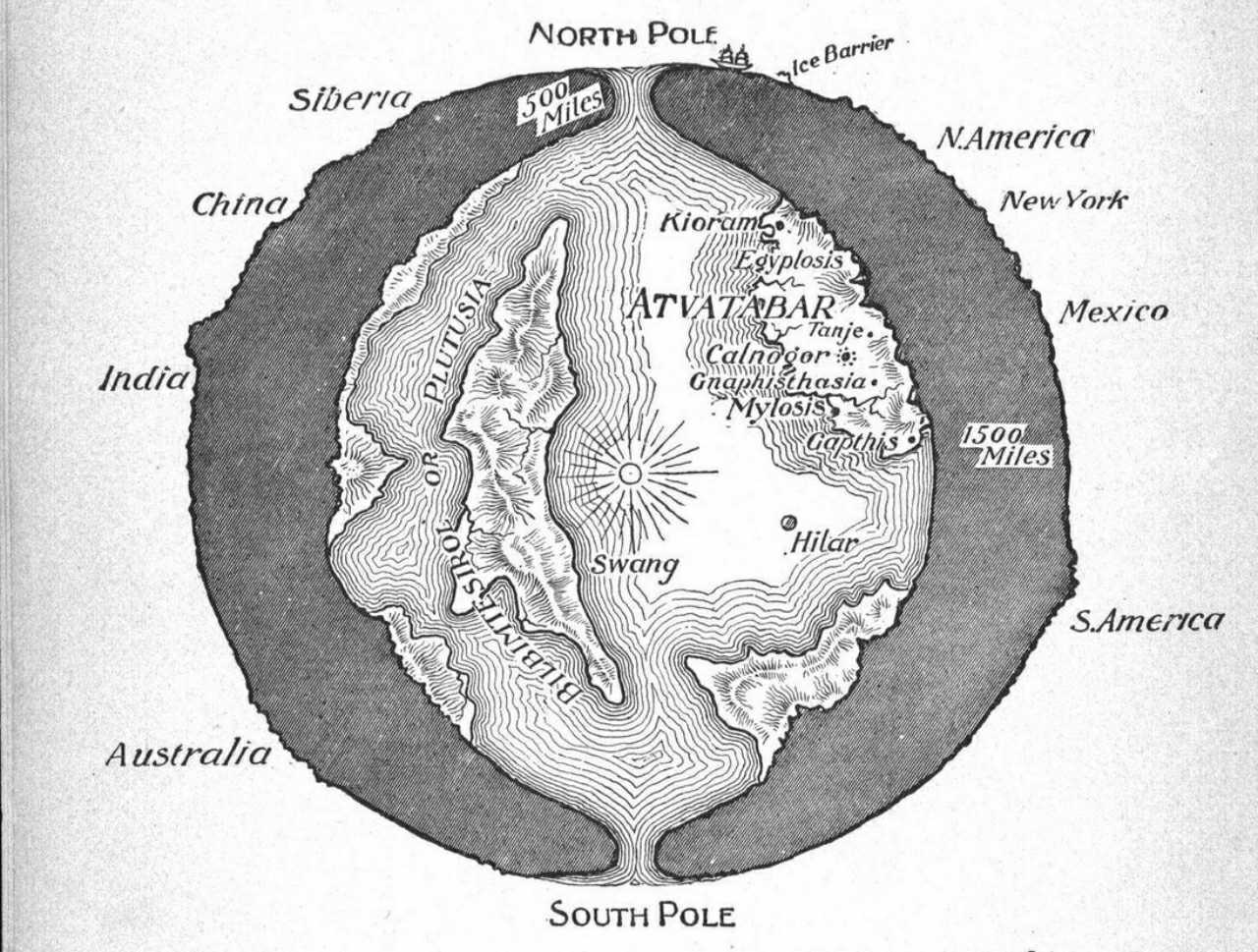 Un diseño transversal del planeta Terra mostrando el “Mundo Interior” de Atvatabar