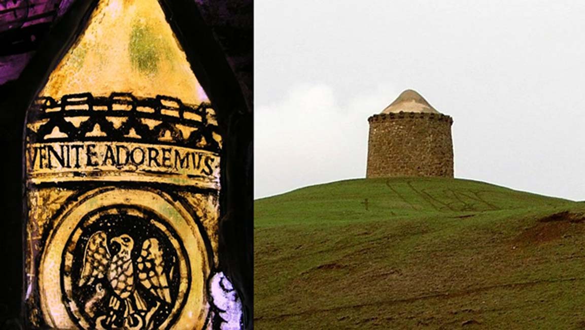 Imagen central de la Vidriera de la Epifanía y la Almenara del Fénix, a la que parece representar. (Fotografía © Graham Phillips)