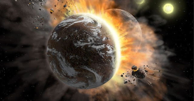 Un planeta pierde su atmósfera cuando dos planetas chocan en el espacio exterior