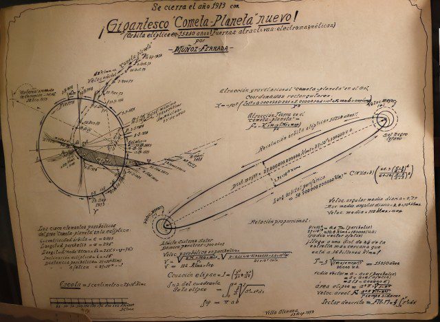 Documento realizado por Muñoz Ferrada que incluye un bosquejo del Cometa-Planeta, según su teoría.